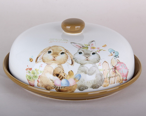 Блюдо для блинов с крышкой "Spring rabbits"