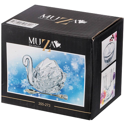 Икорница с ложкой "MUZA CRYSTAL" (11х7х8,5 см)