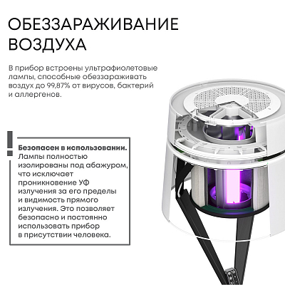 Бактерицидный рециркулятор с функцией освещения бытового назначения, напольный Sheffilton