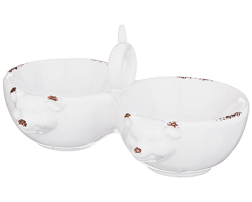 МЕНАЖНИЦА ДВОЙНАЯ "ХРЮШКИ" ВИНТАЖНЫЙ СТИЛЬ 20*12*10 СМ БЕЗ УПАКОВКИ (МАЛ-2 ШТ./КОР=18 ШТ.)